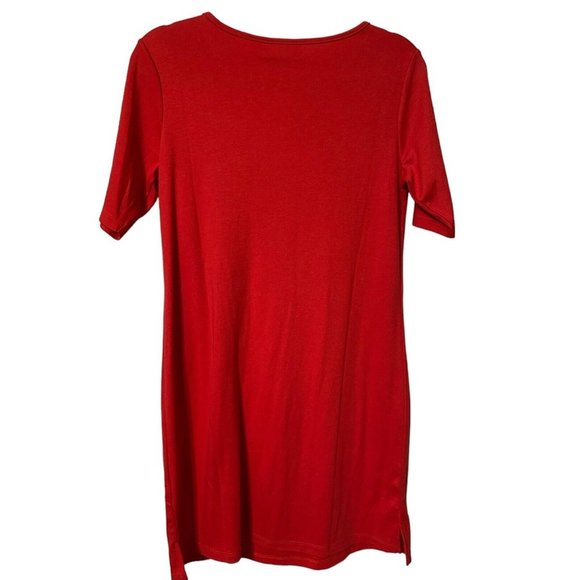 The Quacker Factory Sequined American Flag Long Red T-Shirt Dress Size XXS NWT - Picture 2 of 4